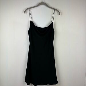 Neat TIMING Black Solid Drape Neck Slip Dress, Size M